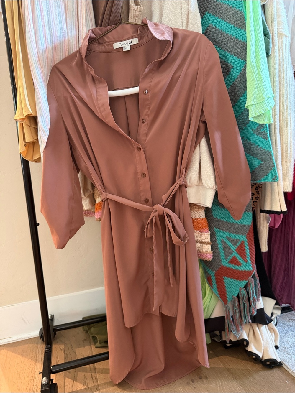 Forever 21 Dusty Mauve High-Low Button Front Dress